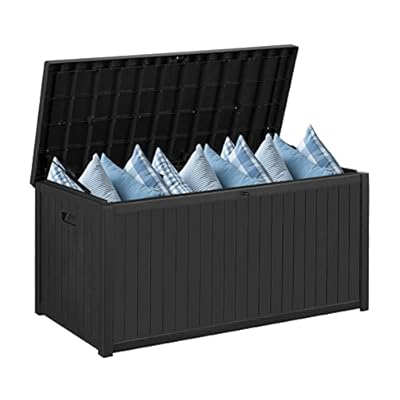 MIRAFIT Resin Deck Box, 120 Gallon Large Outdoor Indoor Patio Storage Box Waterproof, Outside Storage Bin for Patio Furniture Covers, Cushion Pillows, Towels, Garden Tools, Black