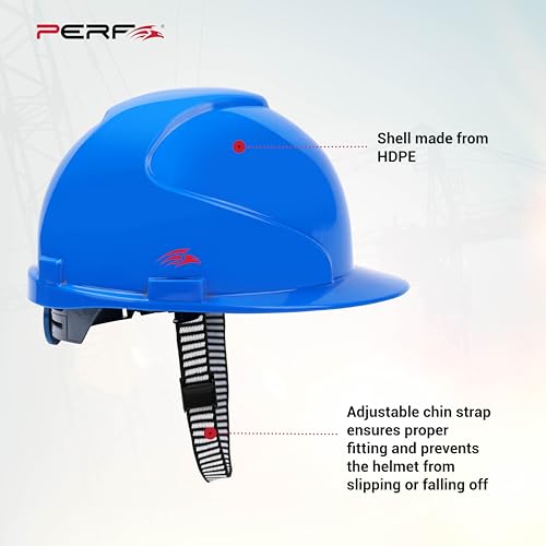 Image of PERF Safety Helmet for Construction & Outdoor Work|Easy 3D Fitting System for Any Head Size|Lightweight|4-Point Support, Easy Impact Absorption Sweatband|Maxxtra|Blue