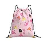 Cartoon Girl Dancing Drawstring Backpack Sports Gym Bag Yoga Dance Swimming Beach Storage Bag