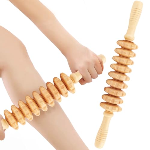 Faszienstab Massageroller, Premium Faszienrolle Holz, Massage Roller...