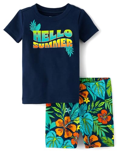 The Children's Place,Baby Boys,and Newborn Snug Fit 100% Cotton Short Sleeve Top and Shorts 2 Piece Pajama Set,Summer,4 Years