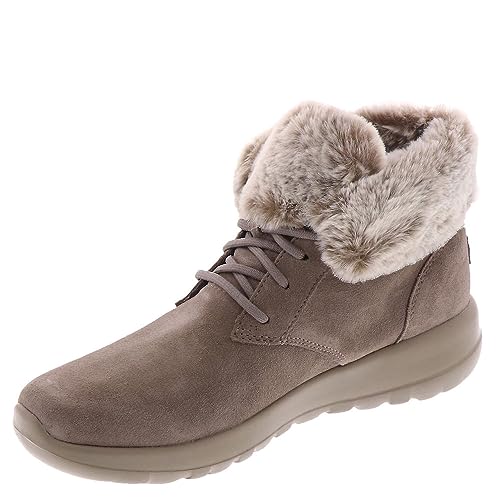 Skechers Women's ON-The-GO Joy-Plush Dreams Fashion Boot, Dark Taupe, 8