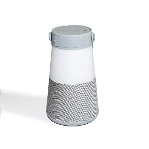 VR7 Bluetooth speaker and LED light Lantern Built In Wireless Speakerphone, Aux In Port, USB Charging Silver (Silver, 17cm)