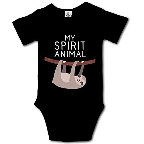 Image of My Spirit Animal is A Sloth Infant Climbing Bodysuit Short Sleeve Romper Jumpsuit Cotton Baby Black