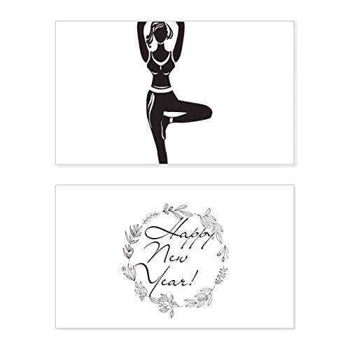 Tarjeta conmemorativa de Año Nuevo con silueta de yoga para enviar paz y mensajes de bendición