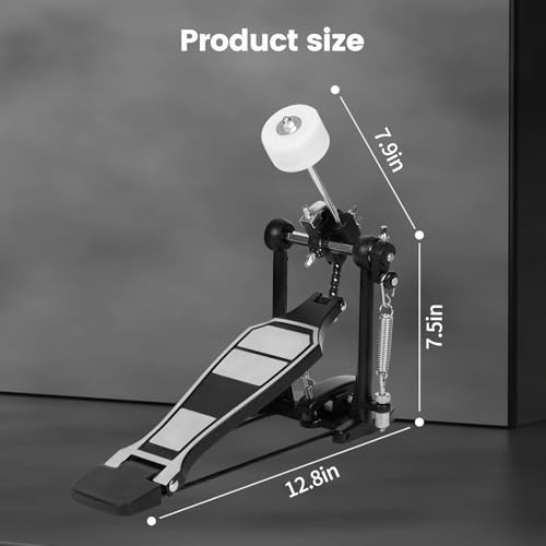 Bass Drum Pedal,Drum Pedal,Kick Drum Pedal with Hammer,Chain Drive Bass Pedal, Drum Practice Pad Instrument Accessories - Thumbnail 5