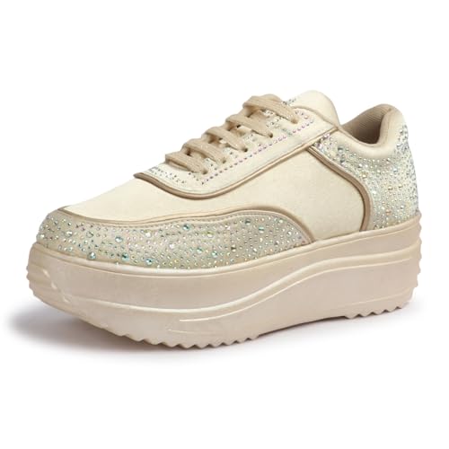 Image of Vendoz Women Wedding Party Bridal Glittery Embellished Sneakers 4041