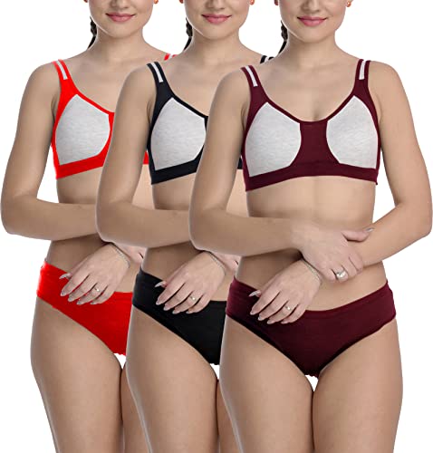 Image of StyFun Cotton Blend Sports Sets, Lingerie Set for Women, Combo Everyday Bra Panty, See Main Image to Check How Many Sets You Will Get