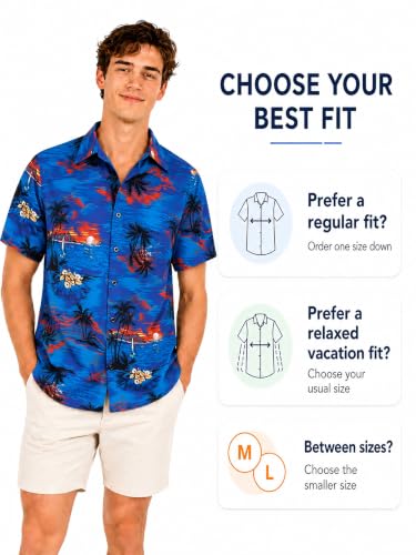 Image of Yoimira Hawaiian Shirts for Men, Print Mens Casual Short Sleeve Button Down Shirts Floral Aloha Beach Shirt