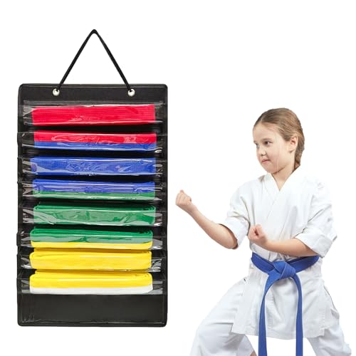 Wall Hanging Martial Arts Belts Organizer,Karate Belt Display Rack Holds 8 Belts,Karate Belt Display Holder,Hanging Taekwondo Belt Display Holder,Jiu Jitsu Belt Hanging Holder for Martial Arts Learner