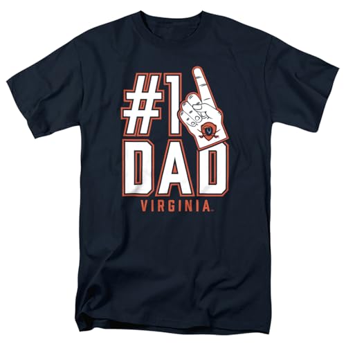 University of Virginia Cavaliers #1 Dad Unisex Adult T Shirt, Navy, Large