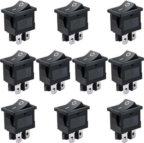 Interrupteur à bascule 4 broches AC 250V 6A noir pour bateau x10