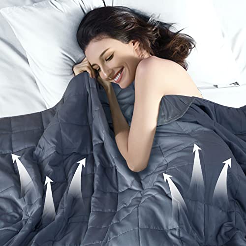 Cooling Weighted Blanket for Adults 20lbs,48"x72", Twin Full Size Heavy Throw Blanket for 130-220lbs, Microfiber Soft Thick Big Blankets Weighted Comforter Breathable Gift for Sleeping, Grey