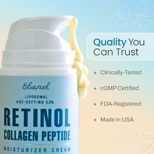 Image of Ebanel Retinol Cream for Face 3.5Oz with Collagen Peptide & Hyaluronic Acid | Firming Anti-Aging Moisturizer with Ceramides, Vitamin C & B5, Helps Reduce Wrinkles and Fine Lines, Day & Night
