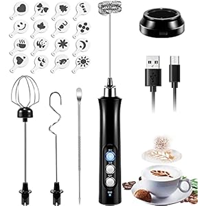 VanStar Rechargeable 3 Gear Adjustable Milk Frother Handheld Electric Foam Maker Stainless Steel Whisk Mini Drink Mixer…