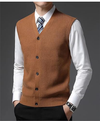 Men's Warm Daily Wool Blend Sleeveless Sweater Vest Winter V Neck Sleeveless Knit Cardigan for Layering2