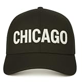 Chicago Hats for Men and Women, Embroidered Adjustable Baseball Cap, Black Casual Sun Peak Hat