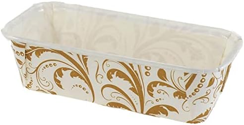 OP PLUMK Bianco Ramage White-with-Gold-Scroll Loaf Pan 6-1/4 Inch x 2-1/8 Inch x 2 Inch High - Case of 720