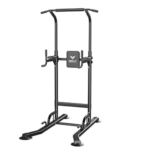 Adjustable Dip Power Tower Station Pull Up Bar for Home Gym Strength Training,Squat Rack Multi-Function Power Cage Workout Equipment, 330LBS