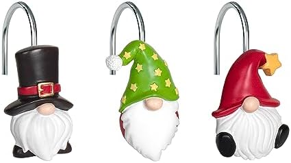 Christmas Shower Curtain Hooks Rings(12 Pack),Stainless Steel Rust P