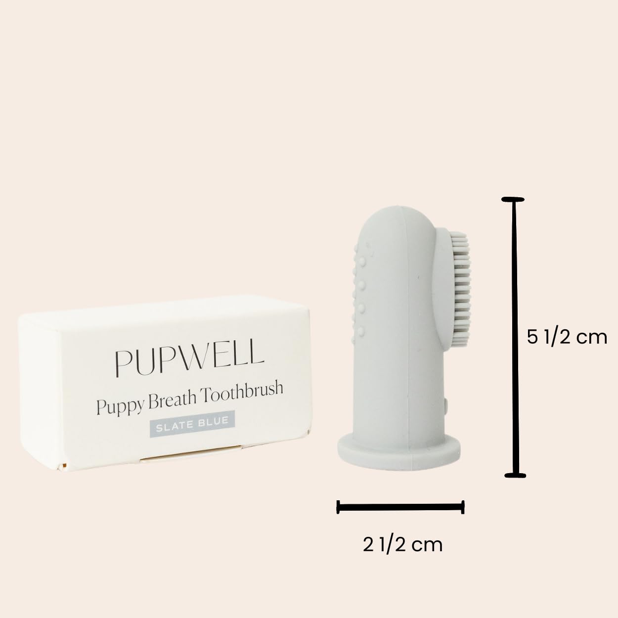 Pupwell Puppy Breath Daily - Cepillo de dientes de dedo de perro para el mal aliento, elimina la placa y la acumulación de sarro, hecho de silicona (azul pizarra)