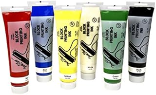 Sax True Flow Block Printing Ink, 5 Ounce Tubes, Assorted Color, Set of 6
