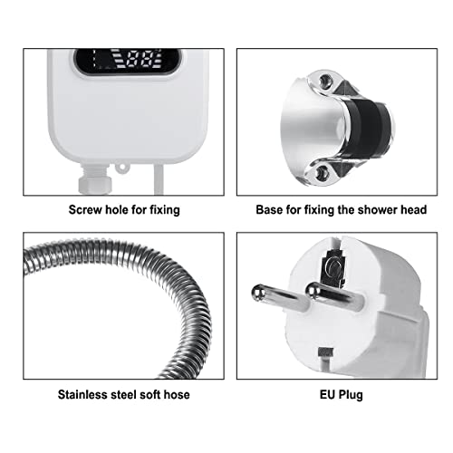 Acofuns [EU Direct] 3500W 220V Mini Water Heater Hot Electric Tankless Household Bathroom Faucet with Shower Head LCD Temperature Display - Thumbnail 2