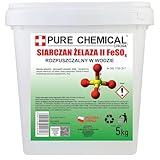 CHOSA Solfato di Ferro 5 kg - Solfato Ferroso 99,99% Puro - Ferro(II) Solfato Idrosolubile - FeSO4 Senza Additivi, Scorrevole e Non Agglomerante - Secchio da 5000 g