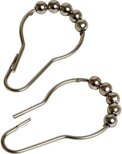 Shower Curtain Hooks Decorative - Squeeze to Open & Close Ring - 12PK - Won't Fall Off the Rod - Rustproof - Free Bathroom and Shower Remodeling Ideas E-book Bonus,