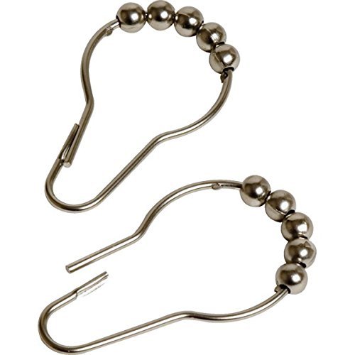 Shower Curtain Hooks Decorative - Squeeze to Open & Close Ring - 12PK - Won't Fall Off the Rod - Rustproof - Free Bathroom and Shower Remodeling Ideas E-book Bonus,