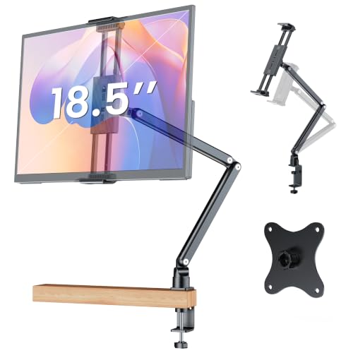 EVICIV モバイルモニター スタンド クランプ固定式 4.7-18.5インチ対応 高さ調節可能 スマホ/iPad/タブレット スタンド 360回転 傾き 自由調整可能 10.5 13.3 14 15.6 16 17 18インチ VESAアダプター付き 75mmピッチ×4