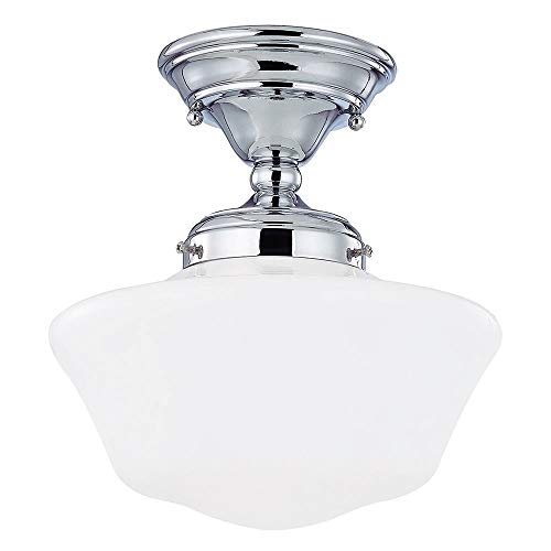 10-Inch Chrome Schoolhouse Semi-Flushmount Ceiling Light