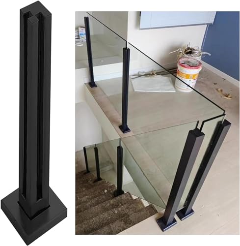 Système de serrage pour garde-corps en verre et poteau de balustrade noir