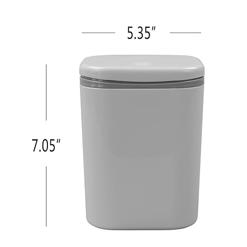Miniatura 9 de Begale Cubo de basura de escritorio de plástico blanco de 0.5 galones, mini bote de basura con tapa