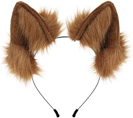 Adolala Furry Cat Wolf Fox Ears Headband Halloween Headwear Cosplay Costume P...