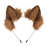 hbbhml Kunstfell Fell Fuchs Wolf Katzenohren Stirnband Kopfaccessoires für Halloween Weihnachten Karneval und Partys