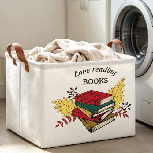 Image of Rectangle Books Storage Basket, Gift Basket Empty with Handles(Books)