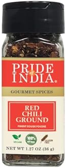 Pride of India – Red Chili Flakes – Gourmet Spice/Culinary Must Have – Pleasant Heat/Distinct Flavor & Aroma – Sprinkle onto Pizza/Pasta/Flatbread – Easy to Use – 1.6 oz. Small Dual Sifter Jar