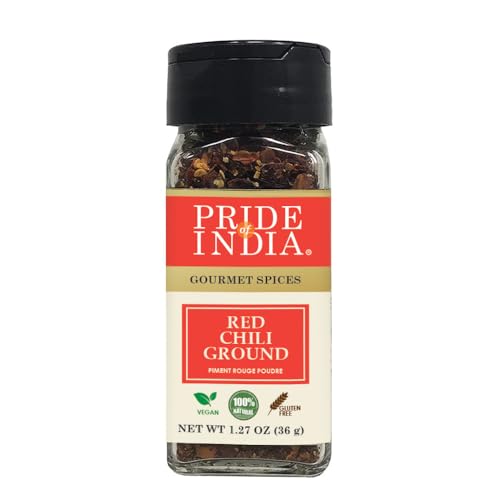 Pride of India – Red Chili Flakes – Gourmet Spice/Culinary Must Have – Pleasant Heat/Distinct Flavor & Aroma – Sprinkle onto Pizza/Pasta/Flatbread – Easy to Use – 1.6 oz. Small Dual Sifter Jar