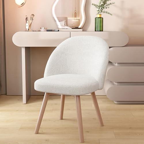 Swivel Vanity Chair with Backrest - Modern Makeup Chair, Leisure Seating, Sturdy Solid Wood Design, Versatile for Home, Salon & Office Use (White)