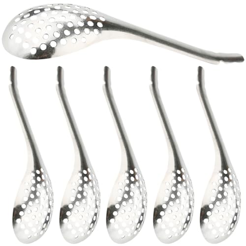 Mikinona 6 piezas Cucharas Ranuradas para Servir Caviar de Acero Inoxidable Premium Diseño Ergonómico Cómodo Utensilios Prácticos para Cocina Gourmet y Esferificación