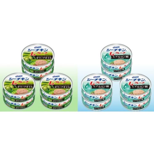 はごろも シーチキンLフレークオリーブ&ヒアルロン酸入りアソート 2種 計12缶