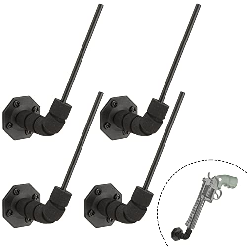 HIMIRICH 90 Degree Handgun Hanger, Flexible Concealed Pistol Holder for Table/Cabinet/Wall/Under Desk – Solid Steel with Soft Foam Protection, Fits 0.22 Caliber & Larger Handguns, 4 Pack