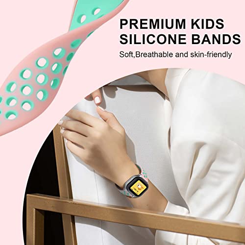 Bandkids 3 Pack Compatible With Gabb Watch Bands Replacement, Breathable Soft Silicone Sport Band For Gabb Wireless Kids Watch 2/1 For Boys Girls (Carbon Gray Black/Black White/Orange Gray) #TOP1