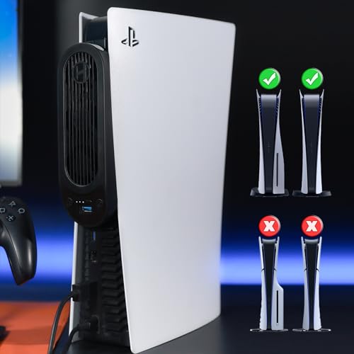 HZLucki PS5 Cooling Fan with 9 LED Light and Auto On/Off, Quiet PS5 Fan with Auto Adjustable Speed a