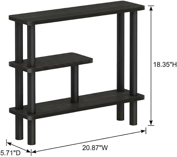 Furnifact Brown Slim Space Saving Entryway Storage Rack, Composite Wood, 4 Shelves, Compact Wall-Side Organizer for Hallway and Closet