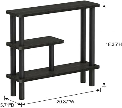 Furnifact Brown Slim Space Saving Entryway Storage Rack, Composite Wood, 4 Shelves, Compact Wall-Side Organizer for Hallway and Closet