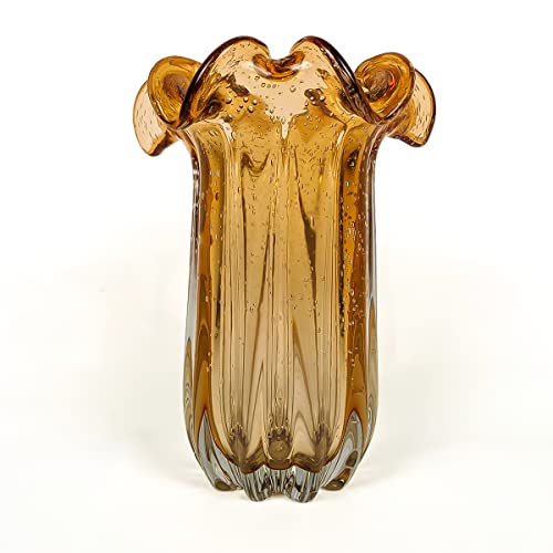 Vaso para flores de Vidro Murano 19x24cm Decorativo para Centro de Mesa Sala de Jantar Decoração Est