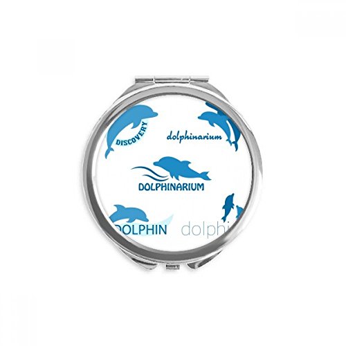 Miroir de poche dauphin bleu rond portable miroir maquillage compact 2,6 pouces