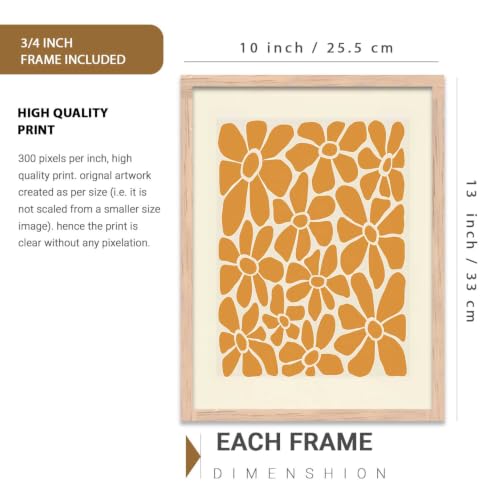 Image of kotart Aesthetic Floral Art Home Decoration | Boho Floral Paintings With Frame For Living Room Bed Room Hotel Wall Decor Digital Reprint Set of 3 (10X13 inch)